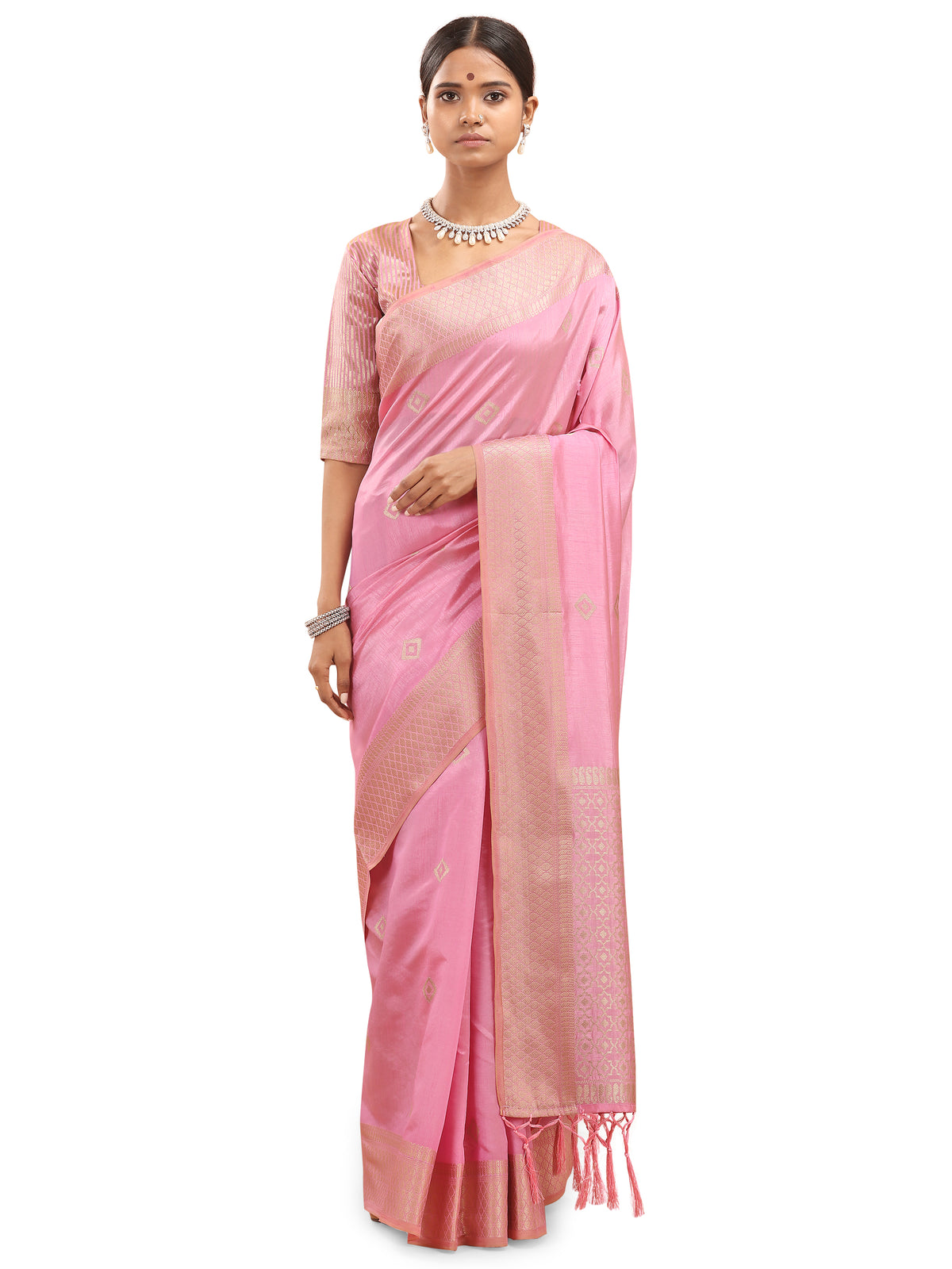 Insthah Women's Crepe 5.5 Meters Saree With 0.85 Meter Unstitched